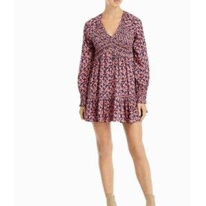 Beach Lunch Lounge Smocked Ruffle Tye Dye Blouse Size Medium Women’s